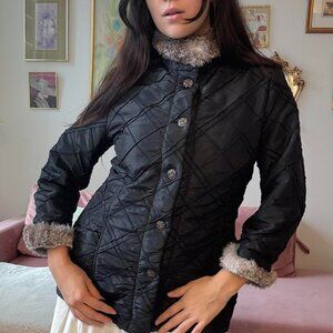 Vintage Fur Trimmed Quilted Jacket